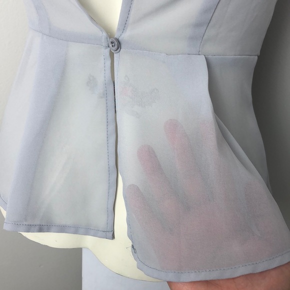 Finn & Clover Gray Sheer Open Back Peplum Top Size S - Picture 6 of 9